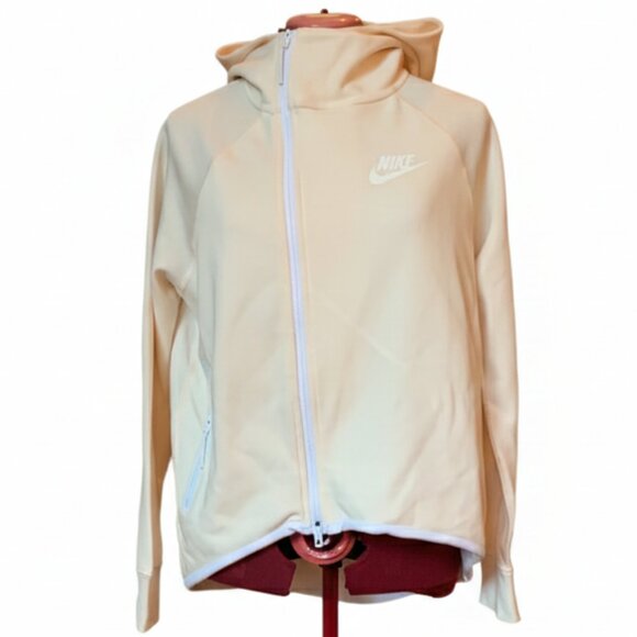 NIKE - Tech Fleece Cape asymmetrical Full-Zip Hoodie Jacket - Creme - Medium - Picture 1 of 13